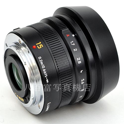 【中古】  パナソニック LEICA DG SUMMILUX 15mm F1.7 ASPH ブラック マイクロフォーサーズ用 Panasonic ズミルックス  中古レンズ 36262