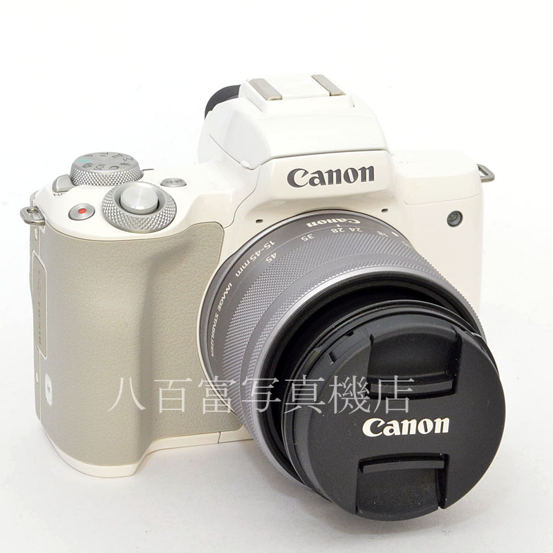 【中古】 キヤノン EOS Kiss M ホワイト EF-M15-45 IS STM シルバー レンズキット Canon 中古デジタルカメラ 50942