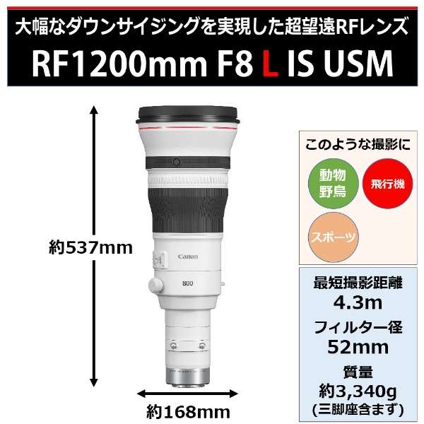 《予約商品》 キヤノン RF 1200mm F8 L IS USM