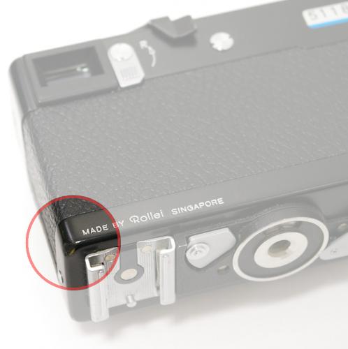 中古 ローライ 35S ブラック Rollei-丸印内に小さい凹みがあります。