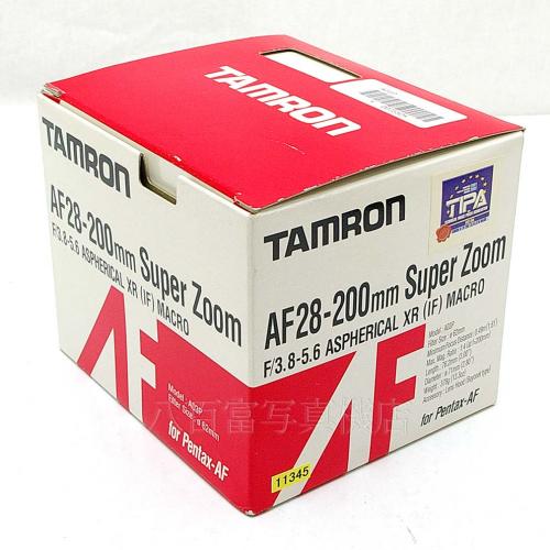 中古 タムロン AF 28-200mm F3.8-5.6 XR ブラック A03 ペンタックスAF用 TAMRON 【中古レンズ】 11345